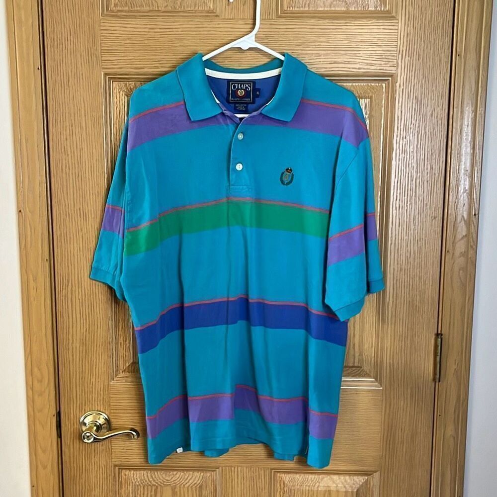 Vintage Chaps Ralph Lauren Striped Polo Shirt Size XL